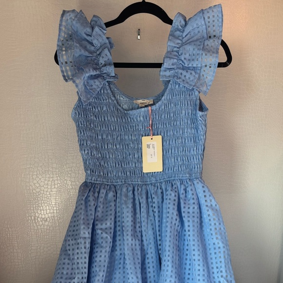 entro Other - Entro Blue and White Smocked Ruffled Sundress